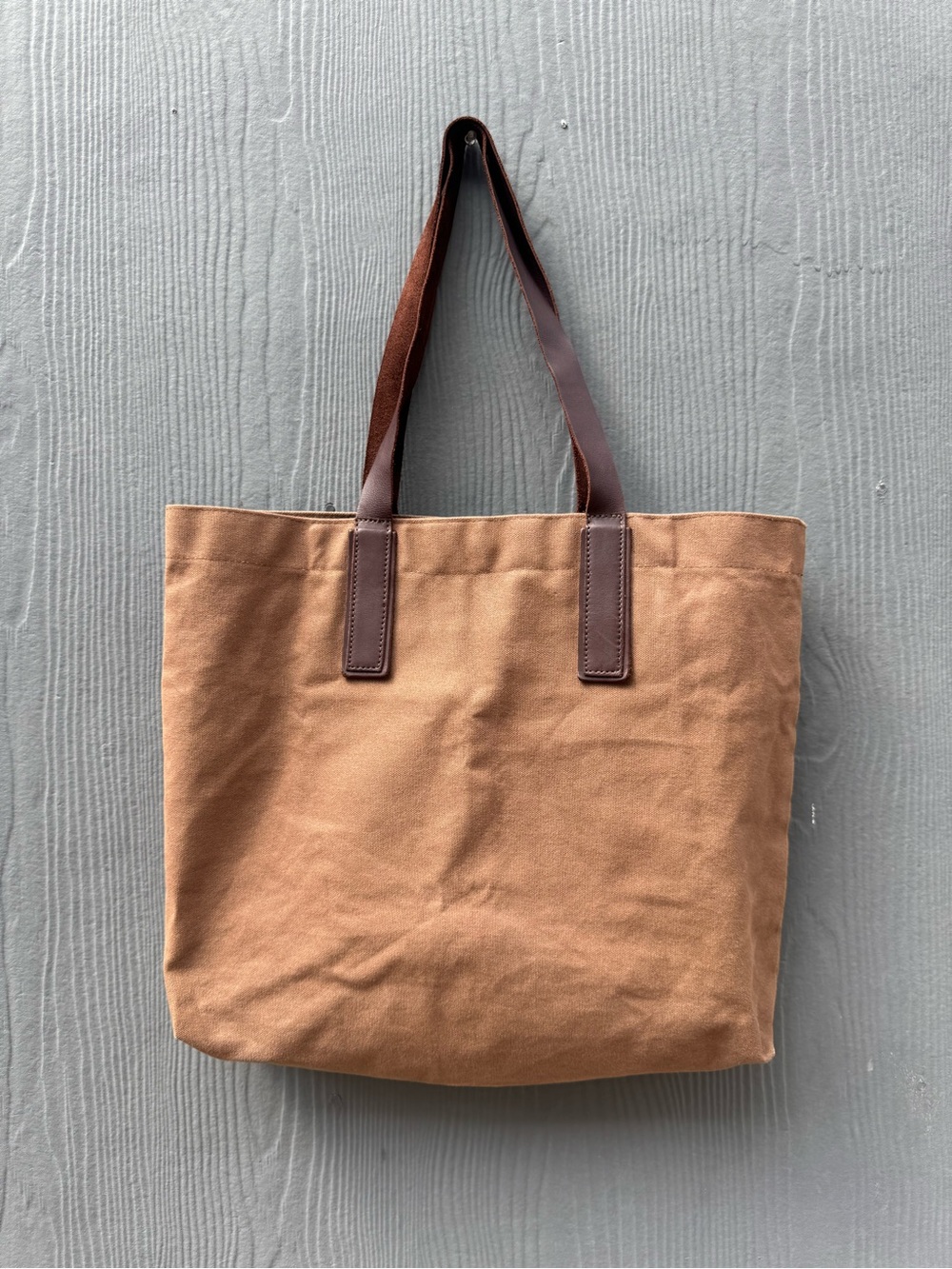 Everlane Brown Canvas Tote With Chocolate Brown Lather Handles
